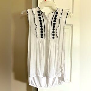 White blouse with embroidered collar